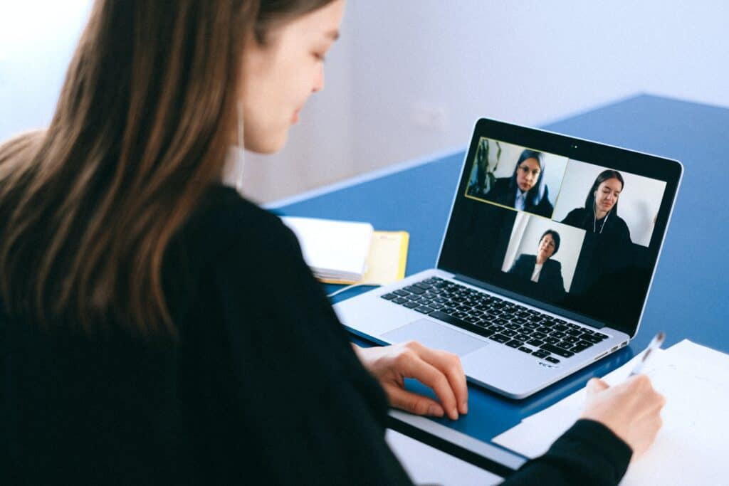 Virtual events - Woman attending an online meeting