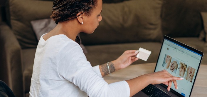 Woman Shopping Online With Her Credit Card
