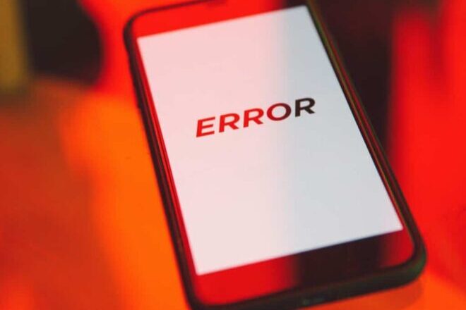 Black Smartphone Displaying Error - Type 1 errors